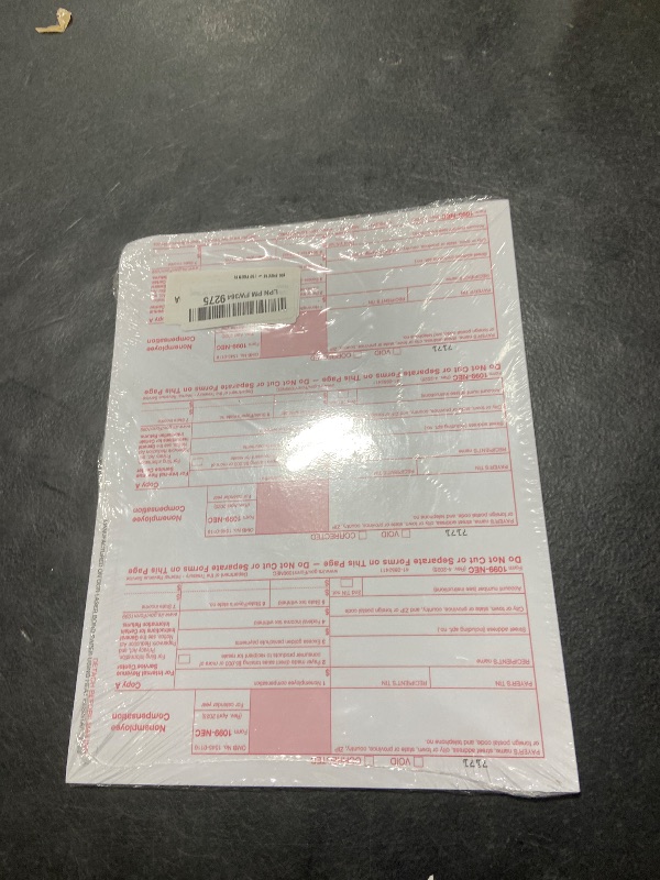Photo 1 of 1099 NEC Copy A Income Forms, Federal Approved Lazer Tax Forms, Compatible with QuickBooks and Accounting Software, RED Copy A ONLY, 150 Pack (50 Sheets, 3 Forms Per Sheet)