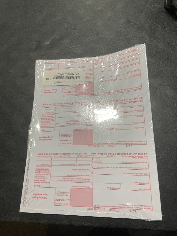 Photo 1 of 1099 NEC Copy A Income Forms, Federal Approved Lazer Tax Forms, Compatible with QuickBooks and Accounting Software, RED Copy A ONLY, 150 Pack (50 Sheets, 3 Forms Per Sheet)