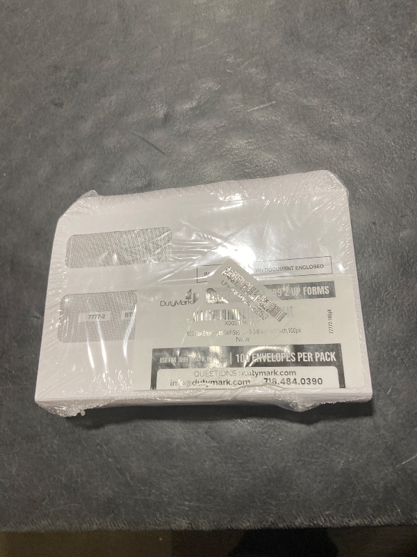Photo 1 of 100 Tax 1099 Envelopes Self-Seal For 1099 MISC, 1099-R & DIV - INT, 1095, 1098, Double-Window Security tinded, For Quickbooks or Tax Software - 5 5/8 Inch x 9 Inch, 100 Envelopes