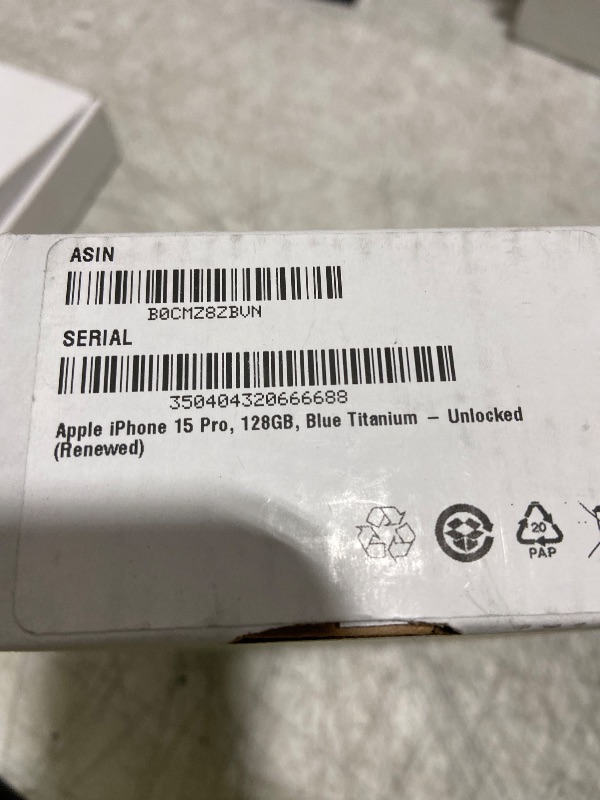 Photo 1 of Apple iPhone 15 Pro, 128GB, Blue Titanium - Unlocked (Renewed)