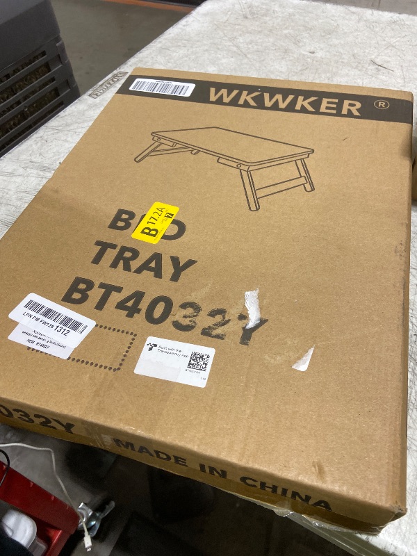 Photo 1 of WKWKER 100% Bamboo Laptop Desk Flat Surface Lap Stand Table with Folding Legs Portable Table Bed Tray for Workstation Computer Writing Studio (Natural)