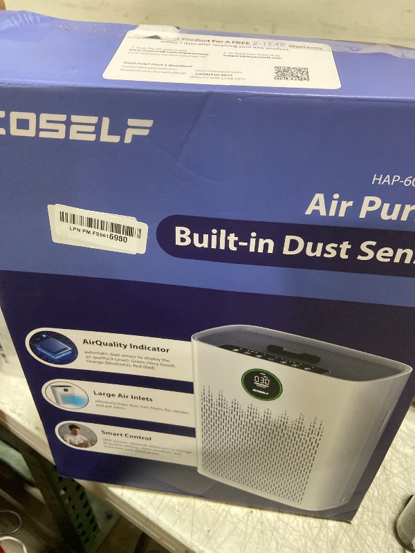 Photo 1 of Air Purifiers for Home Large Room, Cover Up to 2400 Ft² with True HEPA Filter, Smart Mode, PM2.5 Air Quality Display, 22dB Sleep Mode, Aromatherapy with 2X-Purification & 360°Air Outlet, HAP603, White