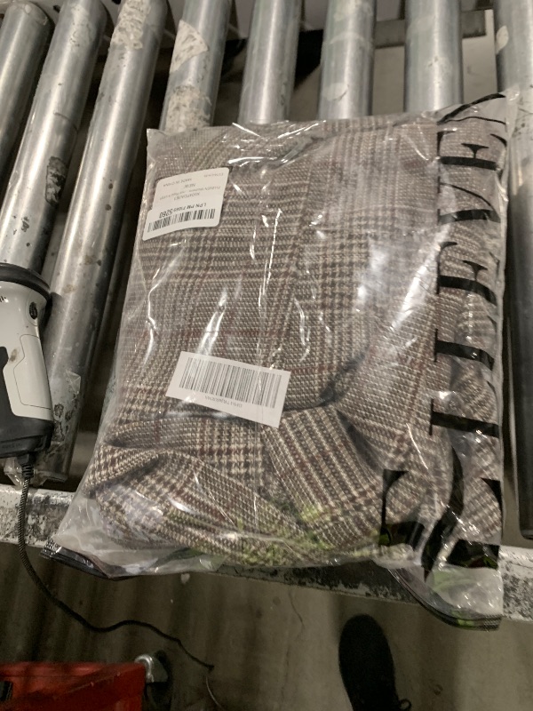 Photo 1 of ELLEVEN Womens Casual Plaid Blazer Lapel Collar Double Button Long Sleeve Boyfriend Blazer Suit Houndstooth Plaid Blazer Jacket Business Work Office Blazer Suits Chestnut Plaid X-Large