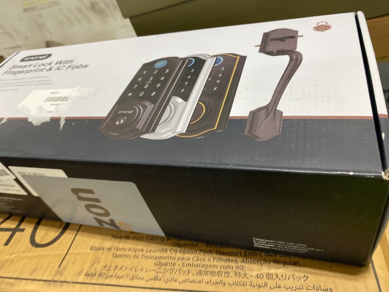 Photo 1 of Smart Lock Front Door, SMONET Keyless Entry Door Lock with Handle, Smart Front Door Lock Set Fingerprint Smart Deadbolt Bluetooth Electronic Digital Keypad Lock, Auto Lock Work with Alexa, Black