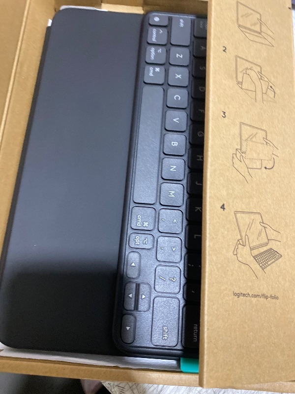 Photo 1 of Logitech Flip Folio, Keyboard Case for iPad Pro 13-inch (M4 & M5) & iPad Air 13-inch (M2 & M3) (2024, 2025) - Protective & Stowable Bluetooth Keyboard Case, Multi-Device - Midnight Black

