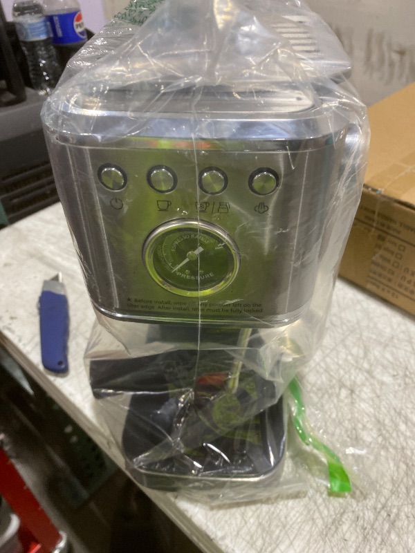 Photo 1 of CHULUX Elite Espresso Machine 20 Bar, Compact Stainless Steel Hot and Ice Espresso Coffee Maker with Steam Wand for Americano, Latte, Cappuccino & Home Barista Brewing, Sliver