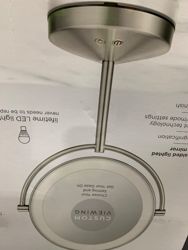 Photo 1 of Conair Lighted Makeup Mirror, Double-Sided LED Vanity Mirror with 1X/10X Magnification, 3 Light Settings, 3 Modes, 360° Rotation, Satin Nickel Finish