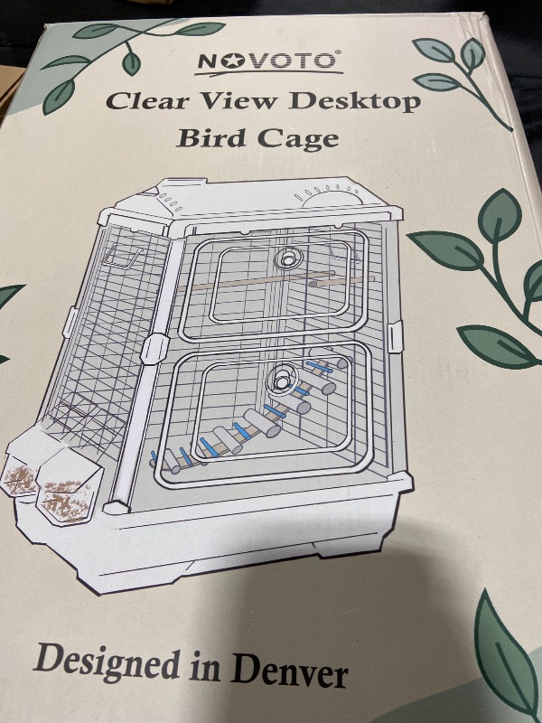 Photo 1 of Clear View Bird Cage, Indoor & Travel Small Birdcage for Parakeet, Parrot, Budgies, Cockatiels, Canary |Easy Clean Safe Materials (White, Medium)
