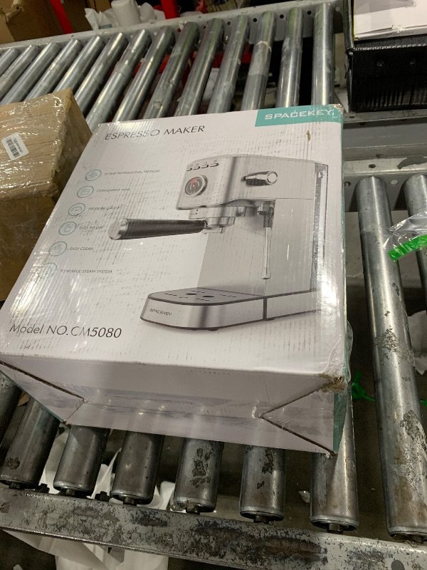 Photo 1 of Spacekey Espresso Machine 20 Bar, 1350W Expresso Coffee Machines with Milk Frother, Compact Stainless Steel Espresso Maker with 39oz Removable Water Tank for Cappuccino, Latte, Americano, Silver