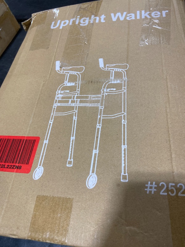 Photo 1 of Folding Narrow Upright Walkers for Seniors - with Removable Armrests, Adjustable Width Lightweight Narrow Walker for Elderly and Bariatric, 450lb Heavy Duty Platform Walker for Small Spaces