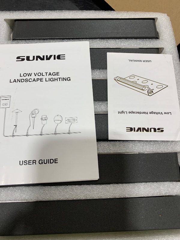 Photo 1 of SUNVIE 7 Inch Retaining Wall Lights 5W LED Hardscape Lighting 12V-24V Low Voltage Step Lights 3000K Warm White Waterproof Outdoor Landscape Lighting for Patio Walls Stairs, 12-Pack with Connectors