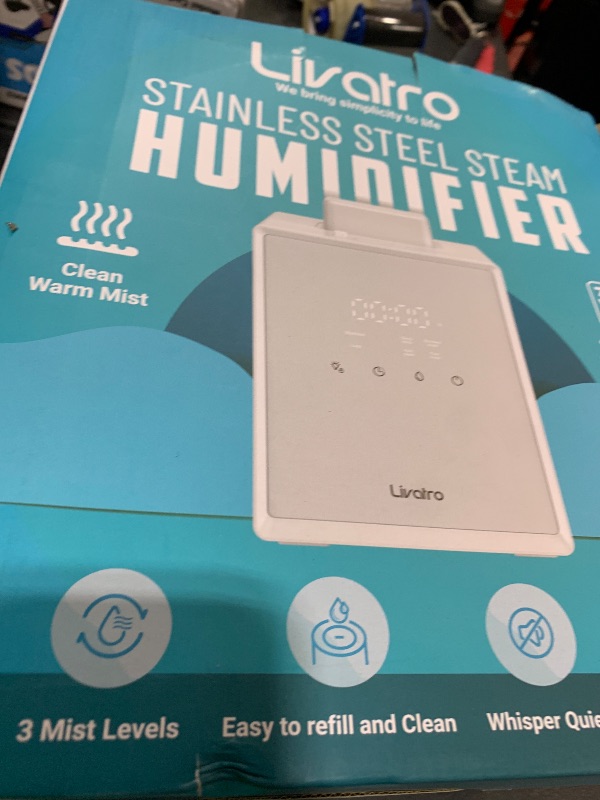 Photo 1 of Livatro Stainless Steel Humidifier, 3L Warm Mist Humidifier, Easy Clean with Warm Steam Humidifier, Healthy Air Mist Humidifiers for Bedroom Living Room, with Sleep Mode and Auto-off Setting