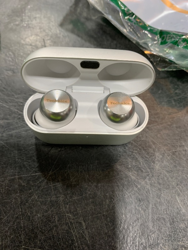Photo 1 of Technics Reference Class Hi-Fi Wireless Earbuds, Dolby Atmos with Head Tracking, Adaptive Noise Cancelling, 3 Device Multipoint, 10-hr Battery, Wireless Charging, Improved Fit - EAH-AZ100-S (Silver)