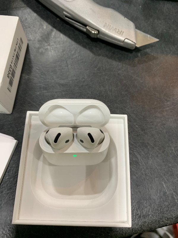 Photo 1 of Apple AirPods 4 Wireless Earbuds, Bluetooth Headphones, Personalized Spatial Audio, Sweat and Water Resistant, USB-C Charging Case, H2 Chip, Up to 30 Hours of Battery Life, Effortless Setup for iPhone