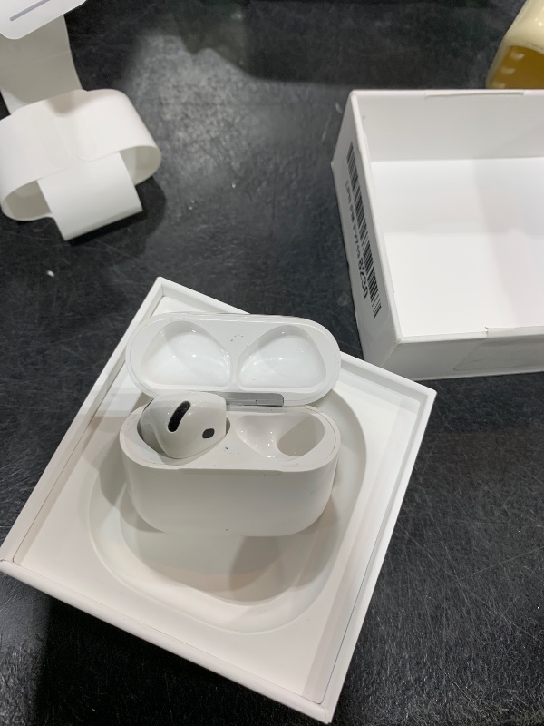 Photo 1 of Apple AirPods 4 Wireless Earbuds, Bluetooth Headphones, Personalized Spatial Audio, Sweat and Water Resistant, USB-C Charging Case, H2 Chip, Up to 30 Hours of Battery Life, Effortless Setup for iPhone