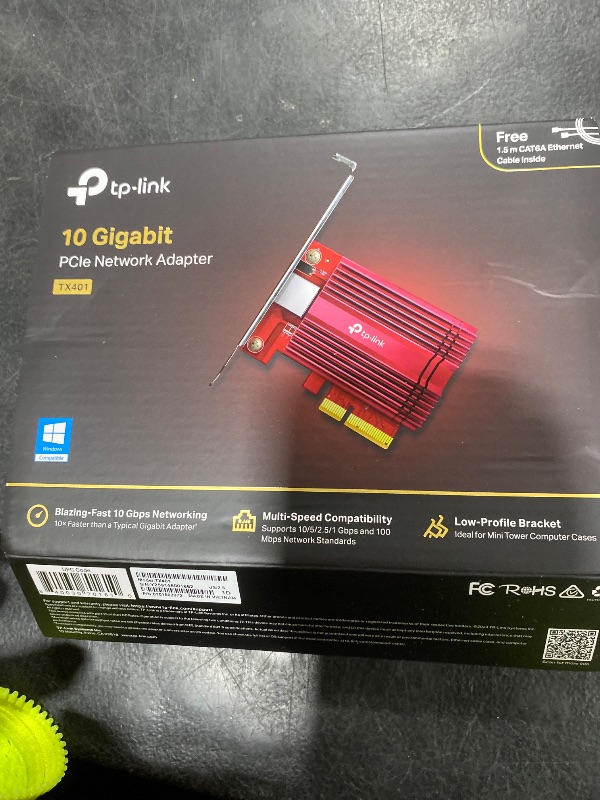 Photo 1 of TP-Link 10GB PCIe Network Card (TX401)-PCIe to 10 Gigabit Ethernet Adapter,Supports Windows 11/10/8.1/8/7, Servers 2019/2016/2012 R2, and Linux, Including a CAT6A Cable