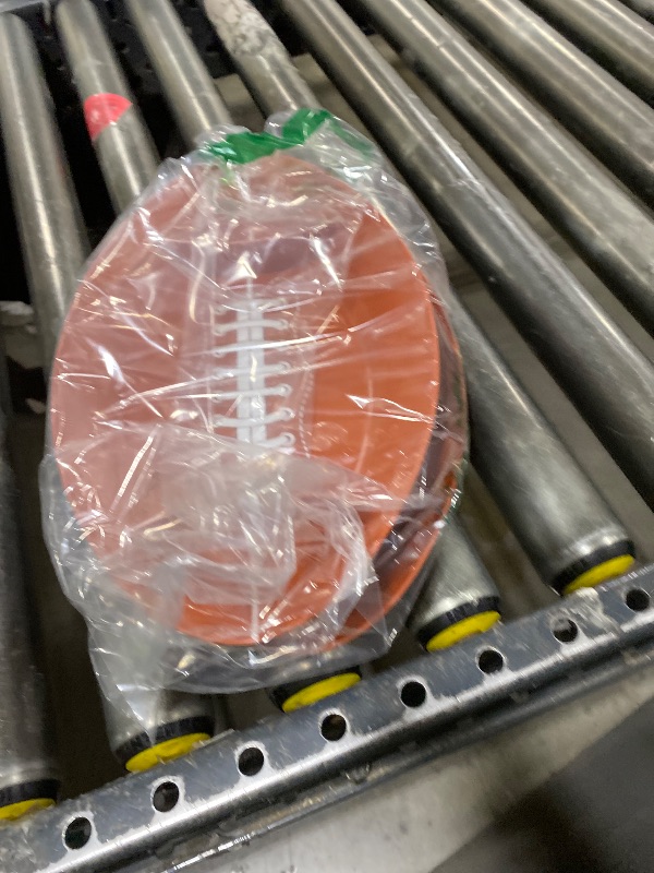 Photo 1 of Wiwiqing 2 Pcs Football Serving Trays Plastic Game Day Football Theme Candy Bowls Reusable Brown Color Dessert Platter Dish for Big Game Sport Birthday Food Storage Charcuterie Board Serving Supplies