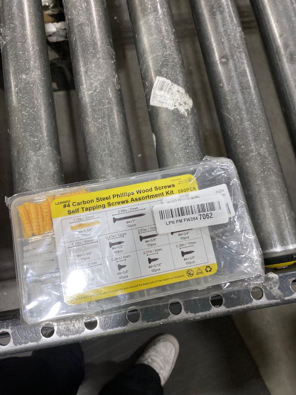 Photo 1 of #4 Wood Screws Assortment Kit, Small Screws Set 500pcs, Short Cabinet Screw, Phillips Flat Head Self-Tapping Screw, Black Screws, Carbon Steel, Contains 50pcs M6 Screw Anchors