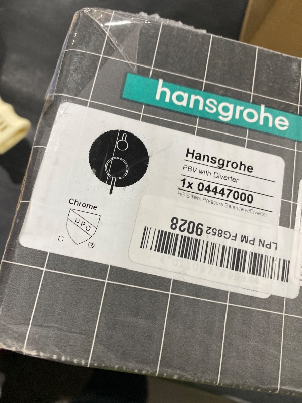 Photo 1 of hansgrohe Ecostat Modern Pressure Balance Shower Valve Trim with Diverter in Chrome, 04447000