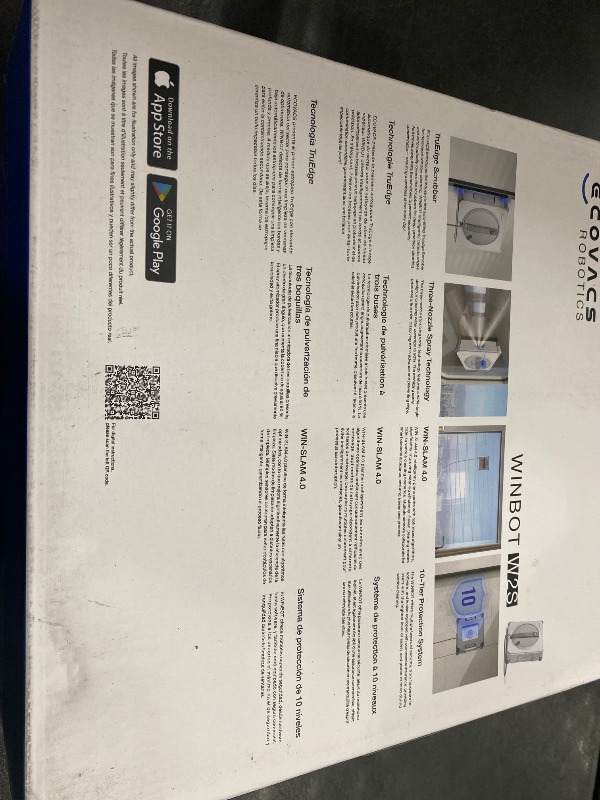 Photo 1 of ECOVACS WINBOT W2S Window Cleaning Robot, Intelligent Edge-to-Edge Cleaning with TruEdge Scrubbers, 3 Water Nozzles, 10-Level Safety System, Win-SLAM 4.0 Route Planning, Even Climbing System