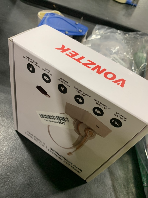 Photo 1 of Vonztek Bluetooth Headset with Microphone,Wireless Headset V5.2 with AI Noise Canceling Mic&USB Dongle, Wireless Headphones with Charging Base and Mute Function for Computer/Phone/Office/Skype