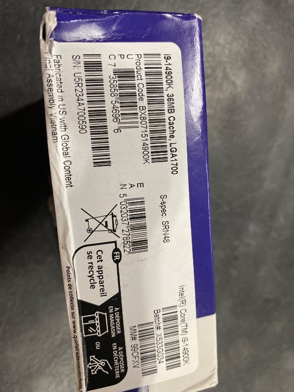 Photo 1 of Intel® Core™ i9-14900K Desktop Processor 24 cores (8 P-cores + 16 E-cores) up to 6.0 GHz