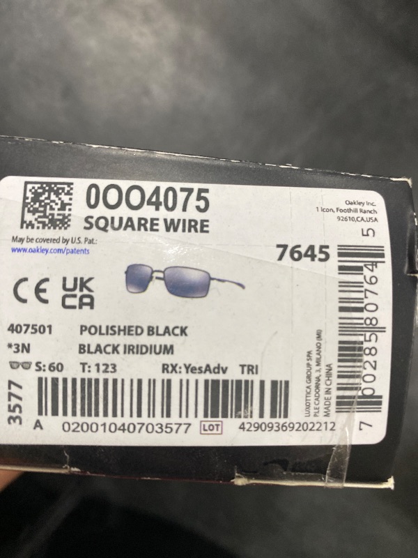 Photo 1 of Oakley mens OO4075 Square Wire Rectangular Sunglasses, Polished Black/Black Iridium, 60 mm