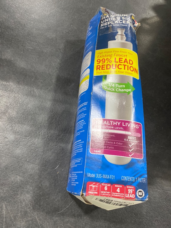 Photo 1 of Filtrete Maximum Under Sink Quick Change Water Filtration Replacement Filter 3US-MAX-F01, for use with System 3US-MAX-S01