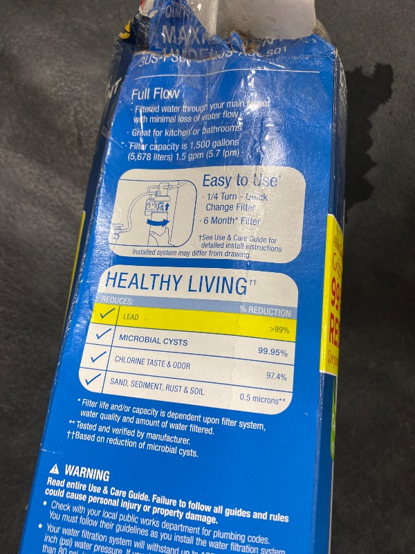 Photo 1 of Filtrete Maximum Under Sink Quick Change Water Filtration Replacement Filter 3US-MAX-F01, for use with System 3US-MAX-S01