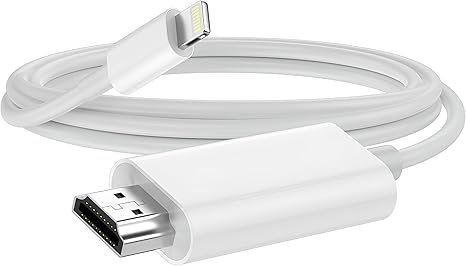 Photo 1 of [Apple MFi Certified] Lightning to HDMI Adapter, HDMI Cable for iPhone to TV, 1080P HD Video & Audio Sync Screen Converter, Compatible with iPhone/iPad/iPod to TV/Projector/Monitor (6.6ft,White)
