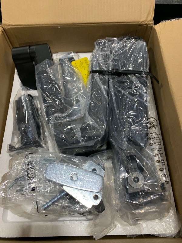 Photo 1 of UPGRAVITY Triple Monitor Desk Mount for Three Flat/Curved Computer Screens up to 27 inch, Fully Adjustable Gas Spring Triple Monitor Arms Hold up to 17.6lbs, VESA 75x75/100x100mm