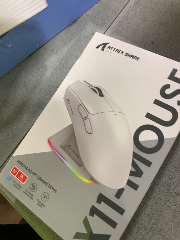 Photo 1 of MAGIC-REFINER Attack Shark X11 59g Superlight Wireless Gaming Mouse with Grip Tape, RGB Charging Dock?BT/2.4G Wireless/Wired Pc Mouse, 22000 DPI,5 Programmable Buttons for Pc/Mac(White)