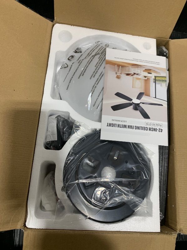 Photo 1 of Ayaoty Ceiling Fans with Lights, 42 inch Low Profile Ceiling Fan with Light and Remote Control, Flush Mount, LED Dimmable DC Reversible Modern Ceiling Fan for Bedroom