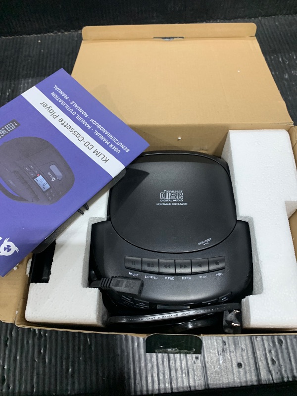 Photo 1 of KLIM CD Player & Cassette Tape Player with Case, Bluetooth Boombox, AM/FM Radio, Stereo Sound, Remote, CD and Cassette Combo, Tape Recording, USB Drive, AUX, AC/DC Powered