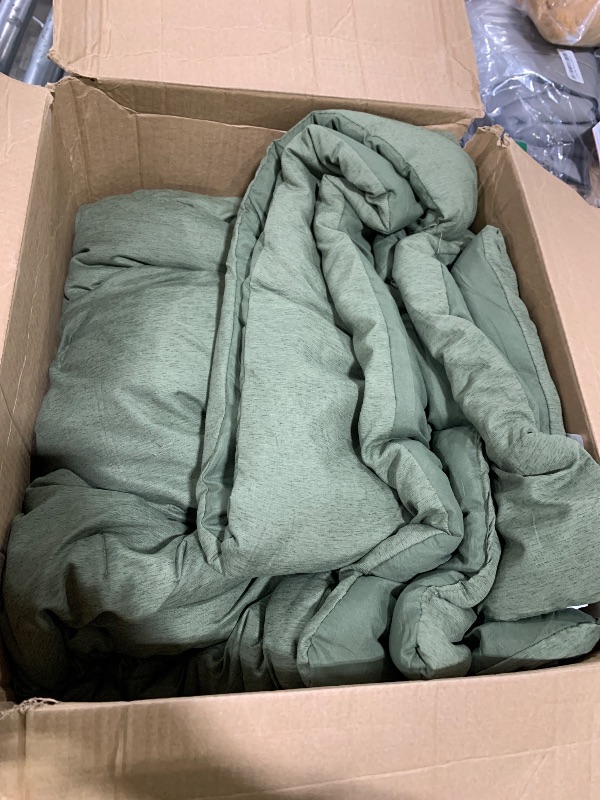 View 2 of Monbix King Size Comforter Set, Olive Green King Bed Set Reversible, King Size Comforter Set 7 Pieces, Cationic Dyeing Bed in a Bag with Comforter, Sheets, Pillowcases & Shams