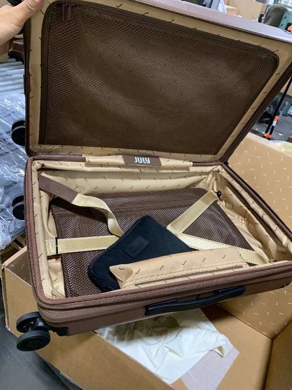 Photo 1 of July Carry On Max Expandable - 24" Airline Approved Carry On Luggage with Travel Tote, Rolling Suitcase for Men & Women - TSA Lock Spinner Suitcase, Silent Wheels, Expansion Zip - Dark Brown