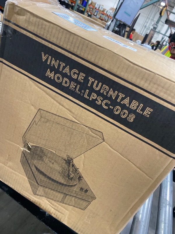 Photo 1 of LP&No.1 Record Player with External Speakers, 3 Speed Vintage Belt-Drive Vinyl Turntable with Wireless Playback & Auto-Stop ?Light Grey?