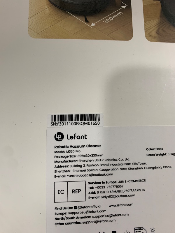 Photo 1 of Lefant LiDAR Robot Vacuum and Mop, Smart Mapping and Obstacle Avoidance, Tangle-Free Pet Hair, 2.4G/5G WiFi App Control, Slim Design for Wider Coverage, Carpet Detection, M330 Pro