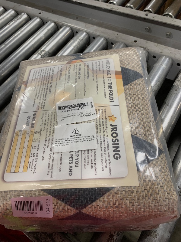 Photo 1 of JROSING Washable Checkered Easy Jute Rug 5x7, Black Checkerboard Geometric Modern Outdoor Indoor Patio Large Rugs, Woven Thin Carpet Mat for Living Dining Room Bedroom Classroom Kids Nursery Play Room