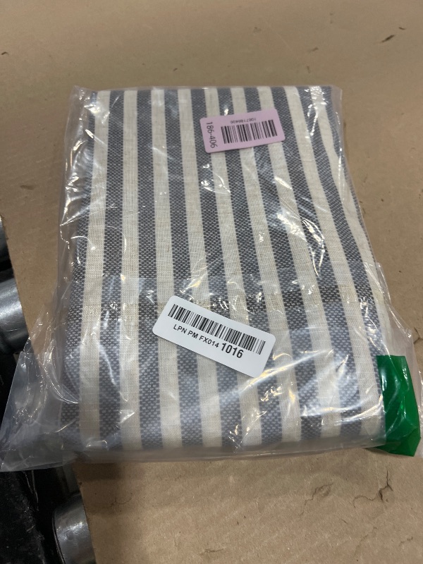 Photo 1 of jinchan Striped Linen Kitchen Curtains 45 Inches Tier Curtains Farmhouse Modern Cafe Style Small Window Treatments Airy Light Filtering Rod Pocket for Living Room Bathroom 2 Panels Charcoal Grey