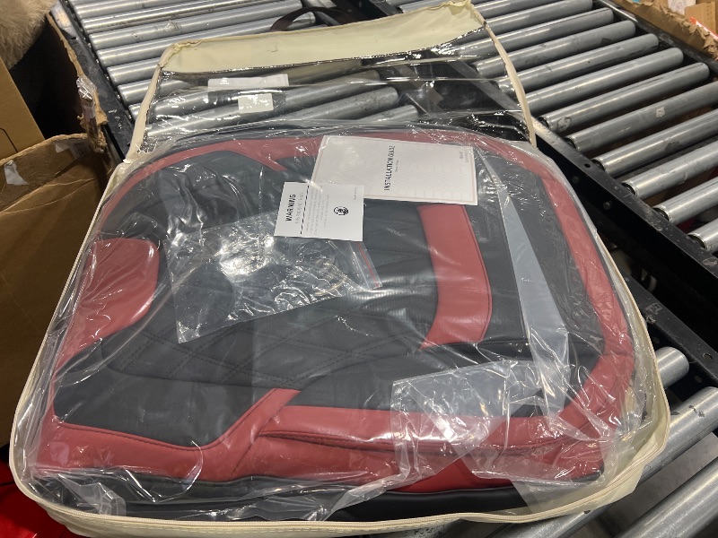 Photo 1 of FREESOO Black Red Car Seat Covers Full Set - Faux Nappa Leather Seat Covers for Cars, Breathable Waterproof Front Seats with Lumbar Support and Rear Seat Cover, Fit for Automotive Sedans SUVs Pickups