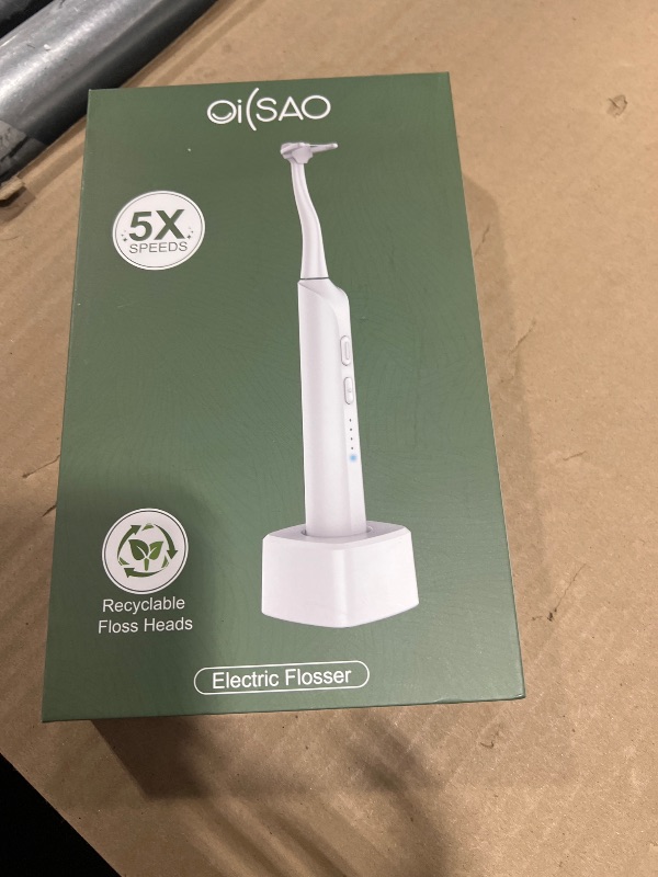 Photo 1 of OILSAO Electric Flosser for Teeth, Water Flosser Alternative with 5 Speeds + 54 Refill Heads, 5X Cleaning & 60 Day Battery Life, Oscillation Gliding for Sensitive Gum Care, Dentist Recommended -White