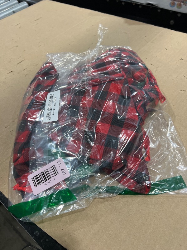 Photo 1 of 10 PCS Christmas Drawstring Gift Bags with Tags, Buffalo Plaid Xmas Gift Bags Assorted Sizes Bulk, Cotton Fabric Holiday Gift Bag Large Medium Small Wrapping Bag for Xmas Presents Decor Party Favors