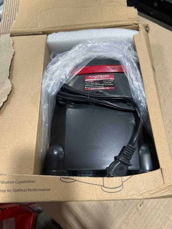 Photo 1 of PONDFORSE 172GPH Canister Filter, External Aquarium Filter Ultra-Quiet Water Circulation Cleaning Machine with Media for Fish Tanks and Aquariums Up to 30 Gallons (172GPH)