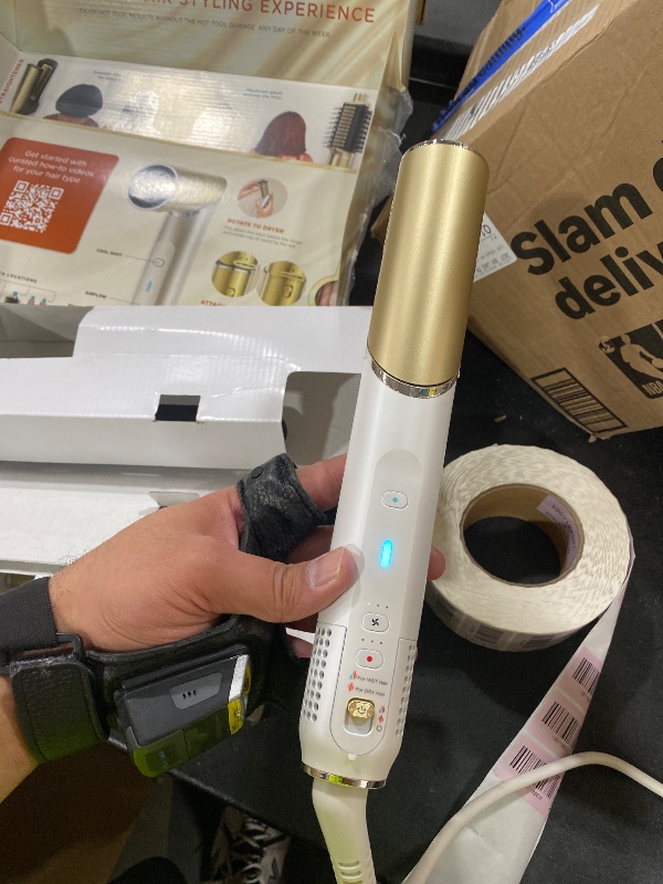 Photo 1 of Shark Glam Ceramic & Powerful Air Styling & Drying System, with Silki Straightener & Shark Glossi Air Glosser, for Drying, Curling, Straightening & Glossing, Gold, HD6051S (Straight & Wavy Hair)