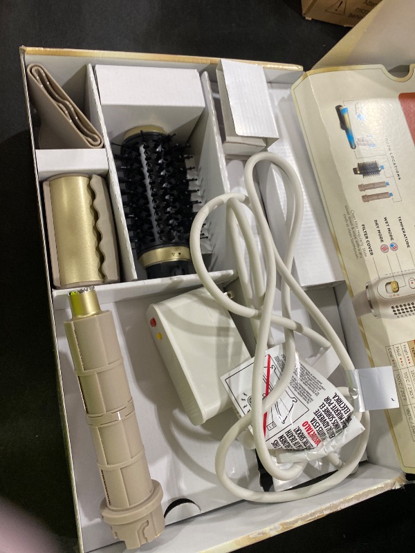 Photo 1 of Shark Glam Ceramic & Powerful Air Styling & Drying System, with Silki Straightener & Shark Glossi Air Glosser, for Drying, Curling, Straightening & Glossing, Gold, HD6051S (Straight & Wavy Hair)