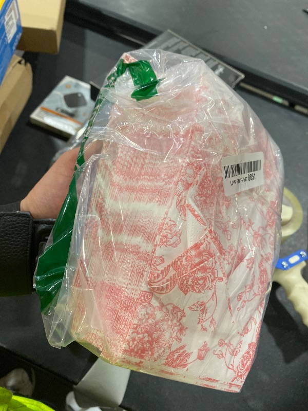 Photo 1 of 100 Floral Guest Napkins Pink and White Toile Disposable Paper Napkins Decorative Flower Bathroom Hand Towels for Bridal Baby Shower Tea Party Birthday Party Supplies