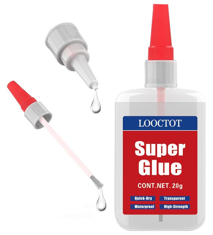 View 1 of (2-in-1) Super Glue with Brush Applicator & Nozzle, Mess Free Superglue Brush, Instant Glue for All Purpose and Fast Setting for Projects and Repairs,3000 CPS Clear Cyanoacrylate Glue