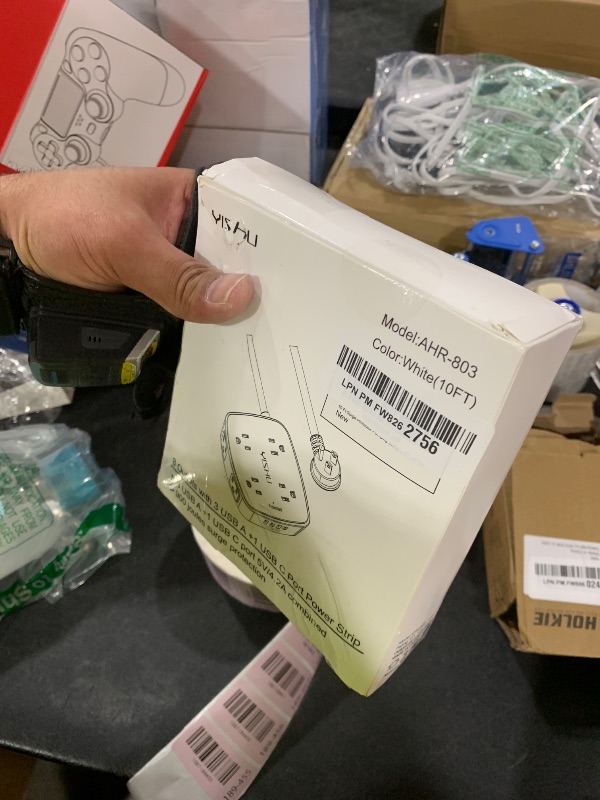 Photo 1 of 10 Ft Surge Protector Power Strip - YISHU 3 Side Outlet Extender with 8 Widely AC Outlets and 4 USB Ports, 10 Feet Extension Cord with Flat Plug, Wall Mount Desk USB Charging Station, ETL,White