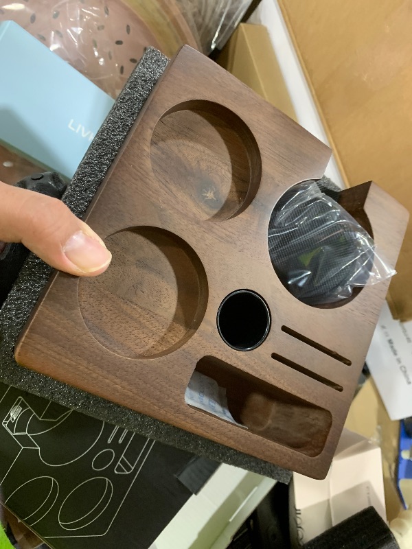 Photo 1 of KNODOS 58mm Tamper Station V3 Walnut Portafilter Holder Compact Espresso Organizer with Multi Accessory Storage Espresso Machine Accessories for Coffee Bar